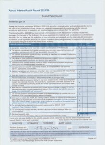 2025-26 Annual Internal Audit Report- AGAR page 4, signed by the internal auditor 10 June 2026